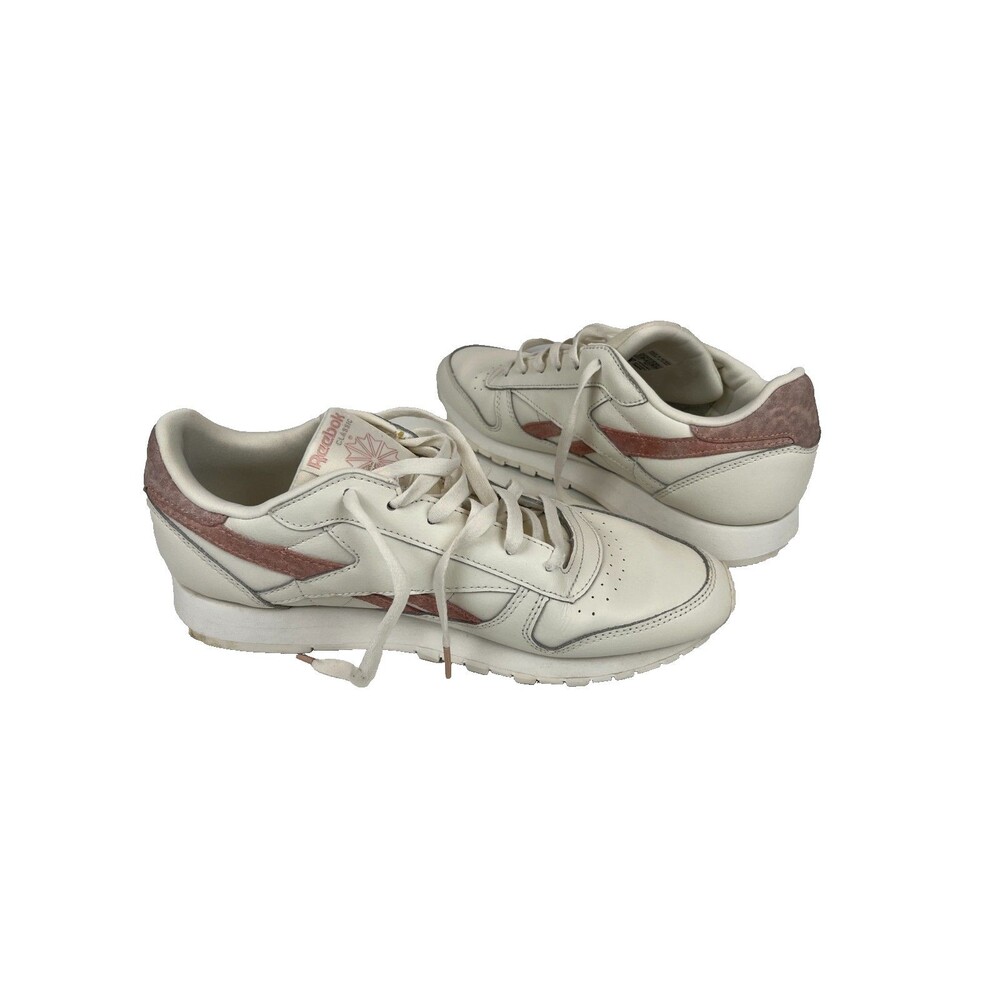 Reebok Classic Leather Womens 11 Chalk/Aura Orange Leather Lifestyle Sneakers